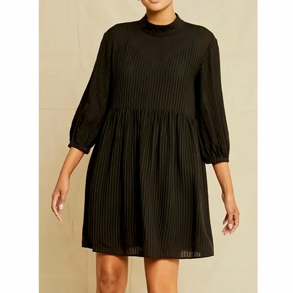 Amour Vert Alina Black High Neck Baby Doll Dress - Picture 4 of 14